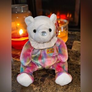 🎂 APRIL BIRTHDAY Ty Beanie Baby Bear Diamond Birthstone Plush Collectible